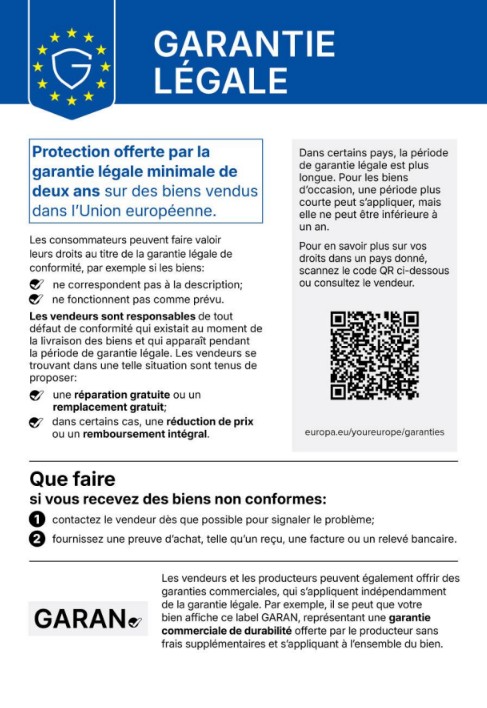 Garantie légale de conformité : protection minimale de deux ans sur les biens vendus dans l'Union européenne